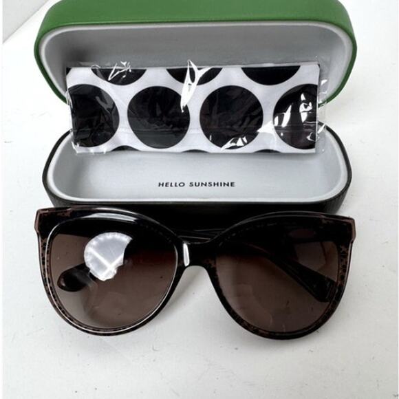 Kate Spade NWOT Brown Pattern 56mm Daesha Cat Eye Sunglasses display picture 1